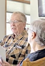 Jim Thompson entertained residents and guests at Silver Threads, reading cowboy poetry and telling stories.