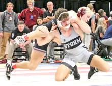 Jhett Eklund manhandled his opponents on his way to the championship match at the state wrestling tournament. (Photo by Teresa Eklund)