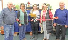 A ribbon cutting ceremony was held recently for Morgan Painter, new owner of the Gregory Times-Advocate. Pictured l to r: Al Cerny, Diane Bachmann, Morgan Painter, Dani Bice, and Darold Frasch.