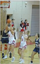 Lady Gorilla Gracie Kenzy, #13, in position for two. She had 4 points and 6 rebounds against Chamberlain and 5 points against White River. (Photo by Kristi Ring)