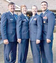 Greg and Sandy Smith, on the left, just added a fourth Lieutenant Colonel to the family on October 31, when they traveled to Eglin AFB to pin their daughter, shown to the left with her husband Garrett Hernandez, also a Lt Col. (Submitted photo)