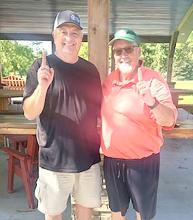 Rick Hogue, left, and Gregg Drees, right, won the men’s Gregory golf league on Wednesday nights at the Gregory Golf Course. They defeated Kevin Mikkelsen and Perry Powell. In the consolation bracket, George Johnson and Mike Labanowitz defeated Dan DeSmet and Bart Birkland.