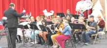 The Gregory fifth grade band, under the direction Jared Opp, performed Christmas Fun and Jingle Bells to start off the holiday concert held Monday evening at the Gregory Memorial Auditorium.