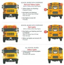Know what to do when approaching a school bus with flashing lights