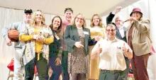 The Gregory/Dallas Chamber of Commerce hosted a murder mystery dinner, catered by Gregory Lanes, at the Dallas Legion on Saturday, February 8, 2025. The cast consisted of Ronda Graber, Caitlin Kurtz, and Mark Braun, front row, l to r, and Wes Schell, Shannon Lunne, JJ Beck, Sara Strand, Russ Grim, and Liz Van Overschelde, back row, l to r.