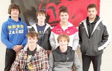 The six Gregory Gorilla football players chosen to the SD Football Coaches Association’s All-State team are standing: Rylan Peck, Owen Hansen, Trey Murray, and Gunnar Stephens; seated: Eli Fogel and Kade Stukel.