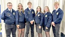 Pictured from l to r: Leo Mosterd, Reporter; Aubree Miller, Secretary; Nick Kenzy, President; Avery Zeisler, Vice President; Ava Kerner, Treasurer; and Tyler Kenzy, Sentinel.
