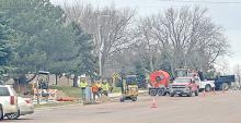 Golden West has begun work on replacing their telecommunications lines throughout town.