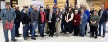 Those recognized were back row l tor: Don “Skip” Emme, Ray Schmitz, John Applebee, Dan Schmitz, Ed Jons, Gary York, Frank Heagney, Norbert Koenig, Bill Lampman, Bob Fenenga, AJ Jensen, Sonya Fernau, Darlene Johnson, Rep. Dusty Johnson. Front row, l to r: Larry Allyn, Marvin Schmitz, Connie Schmitz, Nettie Pepper, Jeanne Davis, Dennis Lyon, Jamie Silver, Dorothy Boes, Colleen Taylor and Arlie Kulm.
