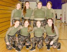 These girls performed “Believer” in the Hip Hop Senior Division, and claimed second place. They were, back row, l to r: Madalyn Reiser, Taylor Even, Katelyn Dvorak, and Lillie Jamison. Front row l to r: Madeline Derry, Madilynn Nolan, Madi Graber, and Addison Birmeier.