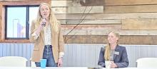 Republican Senate candidates Erin Tobin, l, and Mykala Voita fielded a number of questions during the candidate forum Monday evening.