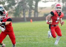 Owen Hansen advanced the ball for a total of 162 yards on 18 rushes and two receptions in the Gorillas’ win against Kimball/White Lake.