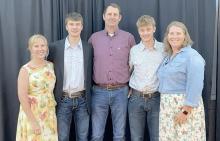 As part of his winnings, Kenzy received tickets for himself and his family to the Prime Time Gala and the Parker McCollum concert. Shown here, l to r are Michelle (mother), Nick, George (father), Tyler, and Mrs. Andrews.