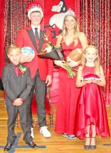 Cruz Klundt and Allison Stevicks were crowned Homecoming king and queen on Monday evening. They are shown here with pages Uriah Ekroth and Kendall Braun.