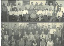 These two photos, one taken in the old Legion building in 1955 and the other in the new building in 1957, are World War I veterans. Legion Post #6 is asking for assistance in identifying the men pictured. To get a better look, see the original photos on display at the Legion.