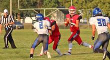 The Gorillas had a strong night against Irene-Wakonda last Friday night at their first game at home. Quarterback Rylan Peck assisted in the team effort completing 5 of 7 passes to Gannon Thomas and Kade Stukel to help earn the Gorillas two TD’s and two 1st downs. Peck also rushed 9 times to gain 125 yards for an additional two touchdowns and five first downs. The Gorilla defense held the Eagles to six 1st downs and 137 yards of total offense. (Photo by Kristy Ring)