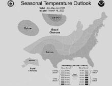 Weather.gov’s outlook for April-June shows that we should expect normal temperatures for the next three months.