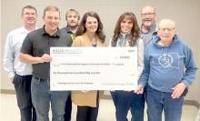 Receiving the $6,250 check were members of the Gregory Community Foundation advisory council. They are, back row, left to right: Sam Flakus, Kevin Myrmoe, and Gregg Drees. Front row, l to r: Mark Braun, Jamie Farmen - South Dakota Community Foundation, Rhonda Waterbury, and Emmett Kotrba. Not pictured are Jeff Johnson and Sue Hogue.