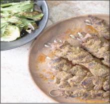 Sizzling, twice-spiced beef skewers add a twist to a Memorial Day barbecue