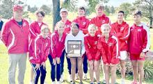 The state qualifiers for the boys team are pictured back row, l to r: Coach Lonnie Klundt, Pierce Stukel, Ryler Stevicks, Cruz Klundt, Jackson Bolander, Fin Adams, and Luke Barreto. Front row, l to r: Emily Grim, Asia VanDerWerff, Ellie Talsma, Abigail Engel, and Kennley Sedlacek.