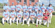 The 2026 Burke Bombers are, back row, l to r: Coach Blake Hoffman, Beau Keith, Hunter Van Niewenhuyse, Riggin Temple, Blake boes, JJ Farner, Kade Braun, and Rhoss Oliver; front row, l to r: Coy Determan, Brogan Glover, Ben Witt, Jad Leber, Aaron Sundquist, Gannon Thomas, and William Hemming. Not pictured: Christian Schweigert and Sawyer Tietgen.