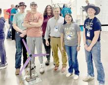 Five engineering students earned their way to world competition. They were l to r: William Sinkular, Max Cook, Heydan Westfall, instructor Mike Murray, Ellie Talsma, and Bo Brozik.