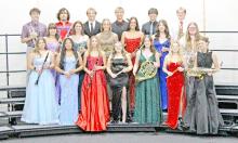 Senior band members are back row, l to r: Pierce Stukel, Heydan Westfall, Eli Ekroth, Lincoln Juracek, Luke Barreto, and Mason Janak; middle row, l to r: Piper Bartlett, Shyanne Steffen, Asia VanDerWerff, Aubree Miller, Ella Sperl, Riki Bruns; front row, l to r: Emily Grim, Ellie Talsma, Addy Stukel, Madi Graber, Dani Timanus, Aubree Opp, and Hayleigh VanOverschelde.