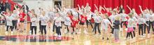Future cheerleaders perform after girls basketball game