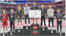 Owen Hansen won his second state title in formidable fashion at the SDHSAA State Wrestling Championship in Sioux Falls over the weekend. (Photo courtesy of Burke Gazette)