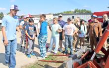 Tyler Kenzy, a junior at GHS, explains safety with a sprayer.