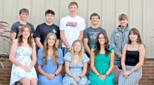 This year’s Homecoming court is, back row, l to r: Mason Janak, Pierce Stukel, Colt Keiser, Eli Ekroth, and Bo Brozik; front row, l to r: Dani Timanus, Asia VanDerWerff, Aubree Opp, Aubree Miller, and Piper Bartlett. Coronation will be held on Thursday, September 18, 2025, at 7:30 p.m. this year rather than Monday of Homecoming week.