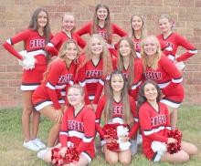 The cheer and dance team is shown above - back row, l to r: Paige Rezac, Emerson Swan, Adrianna Ziady, Addy Stukel, and Christina Spann; middle row: Addi Hood, Kaydence Klein, Kaelynn Rezac, and Lily Jacobsen; front row: Madi Graber, Cindy Khuu, and Marissa Zimmerman. The state competition will be held in Watertown Friday, October 21, and broadcast on South Dakota Public Television.