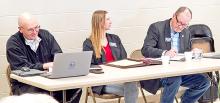 Pictured l to r, Rep. Jim Halverson, Sen. Mykala Voita, and Rep. Marty Overweg answered questions and at times took some heat for different issues being considered at this year’s 100th legislative session.