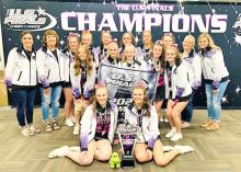 The Pink team includes, back row, l to r: Coach Melanie Bachmann, Coach Amy Kartak, Piper Mortenson, Kynslie Tegethoff, Lena DeMers, Jaelyn Assman, Adyson Stukel, Brooke Headrick, Coach Lori Weiland, and Coach Brennan Bachmann. Middle row, l to r: Camerson Olson, Avery Manke, Aubrey Heenan, Claire Pravecek, and Adyson Sharp. Front row, l to r: Melanie Brozik and Kendyl Bachmann. (Submitted photos)
