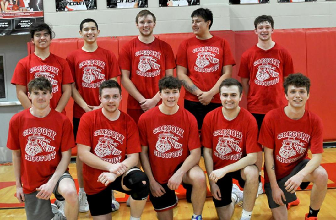 The 29th Annual East-West Shootout was held on Monday, March 21, 2022, at the Gregory Memorial Auditorium. The Gregory Athletics Club sponsors the annual event. Senior All-Star west boys team participants were back row, l to r: Dylan Marshall (WR), Slade Cournoyer (W), Sellyck McManus (C), Toby Estes (L), and Stockton McClanahan (L). Front row, l to r: Sam McClanahan (L), Jackson Vesely (W), Carson Klundt (G), Elijah Peterson (W), and Jordan Songer (G).
