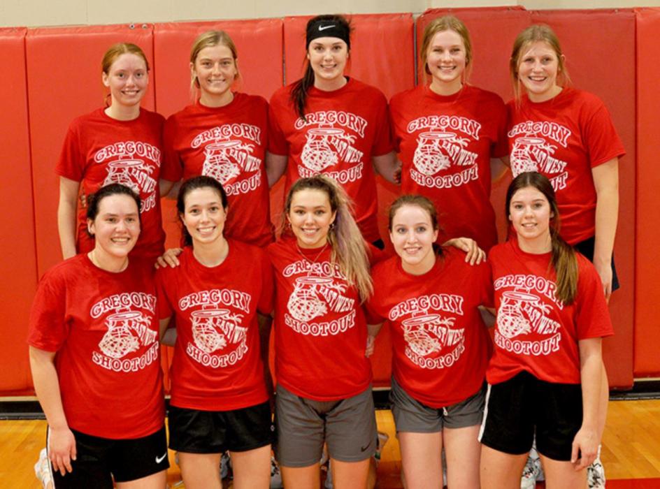 Senior All-Star west girls team included back row, l to r: Jenna Hammerbeck ((W), Rachel Gerlach (C-S), Jenna Hallock (NC), Brooklynn Kenzy (G), and Gracie Kenzy (G). Front row, l to r: Kelsey Morrison (WR), Morgan Clites (C-S), Karlie Cameron (WR), Brielle Bussinger (NC), and Ellie Erikson (L).