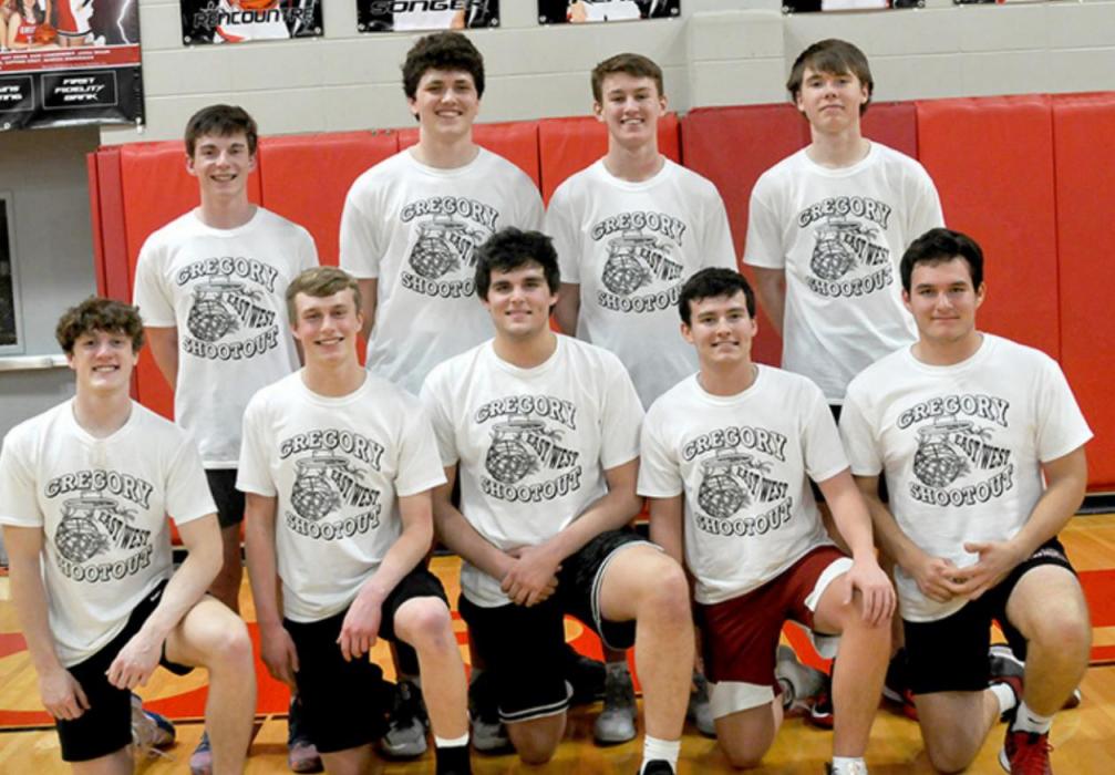 Senior All-Star east boys team participants were back row, l to r: Ben Witt (B), Max Scott (P), Bryce Frank (B), Taven Burke (C-S), and Dustin Honomichl (Wag.). Front row, l to r: Cole Prunty (P), Jackson Neuman (P-G), Caden Foxley (P-G), Hayes Rabenberg (P-G).