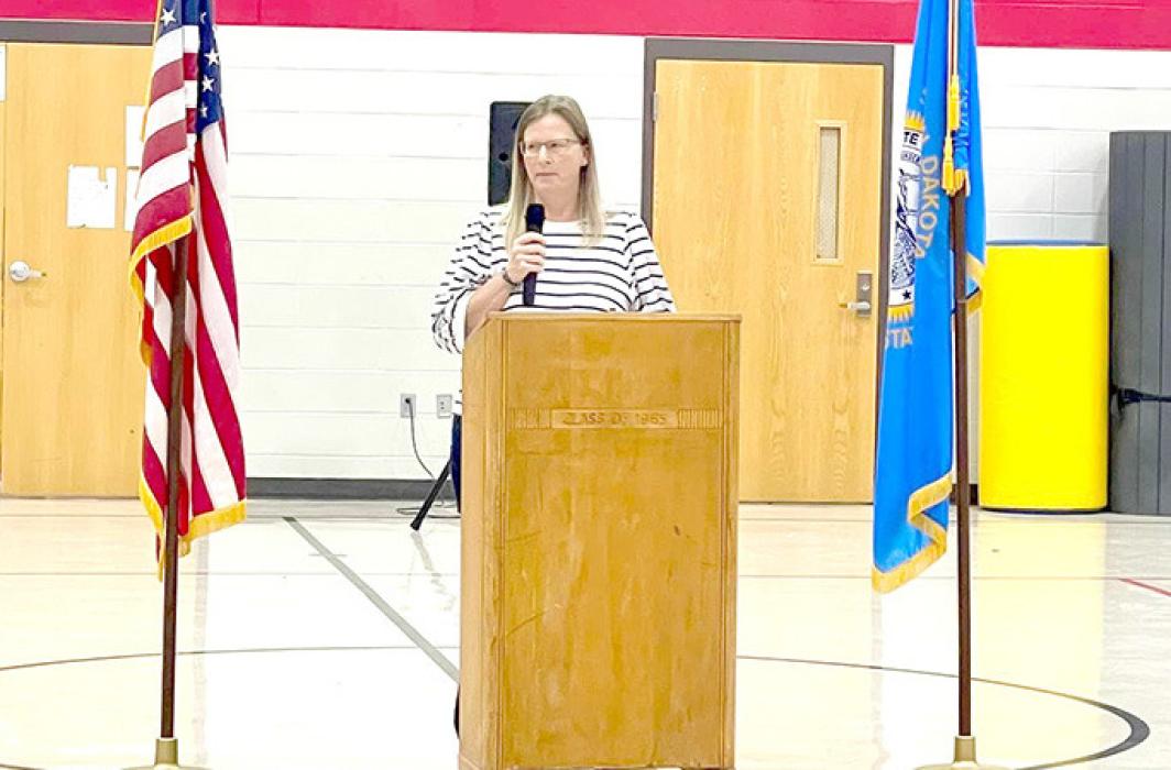 Rachelle Bloom was the keynote speaker for the Veterans Day program held at the Gregory school held on Friday, November 8, 2024. (Photo by Sara Anderson)