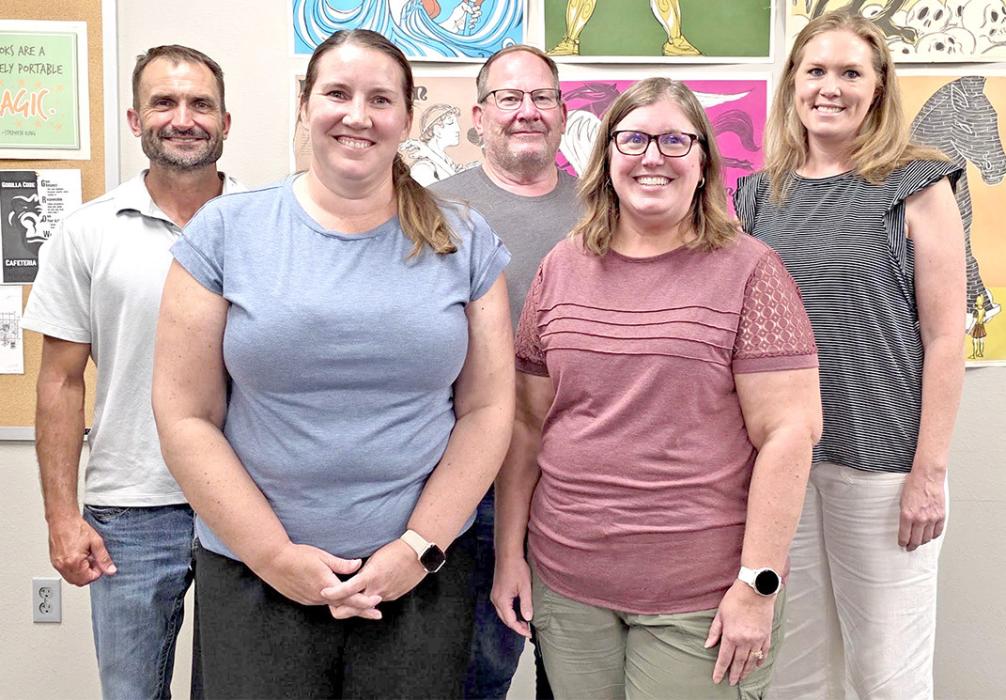 Members of the 2026-27 Gregory School District Board of Education are, back row, l to r: Jason Frasch, Todd Schweigert, and Amy Keiser; front row, l to r: Vice President Karen Timanus and President Cara Hull.