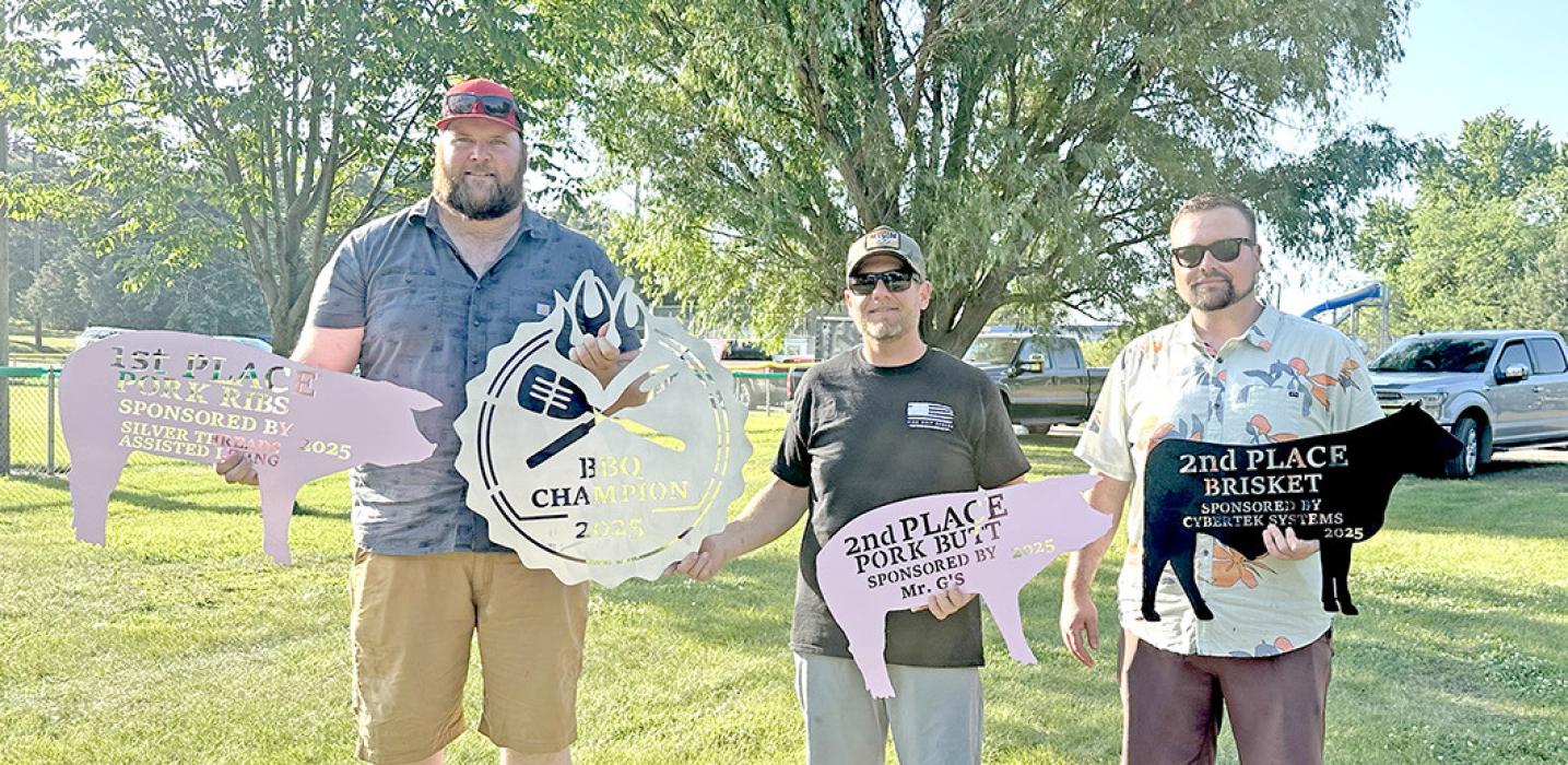 Joel Bartling, Patrick Shaffer, and Travis Harford of The Casual Smokers placed in each division and were named the Overall Champion of 2025 Ribfest. They won first place in pork ribs, second in pork butt, and second place in the brisket category.