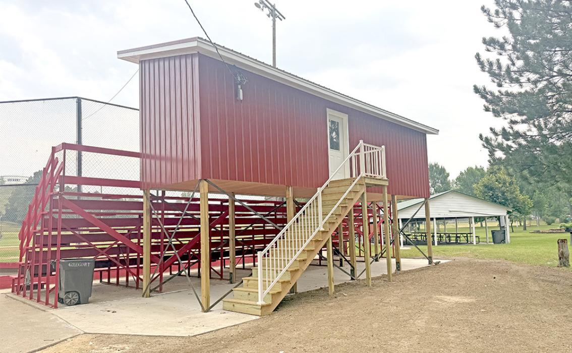 The new crow’s nest at the Gregory Park ballfield was operational, though not complete, for the VFW State Baseball Tournament, held July 24-26. With no air conditioning installed yet, the announcer and others in the booth suffered along with everyone — else and maybe even more so — from the sweltering heat. Dedication of the new crow’s next will be held next summer.