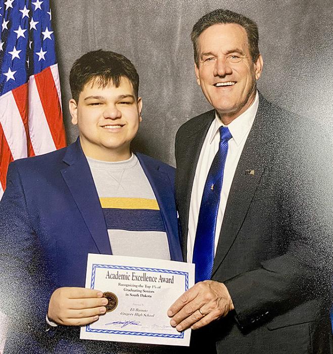 Isaac Barreto represented Gregory High School at the 2024 Academic Excellence Recognition Banquet held on April 29, 2024. He was presented the award by Lt. Gov. Larry Rhoden.