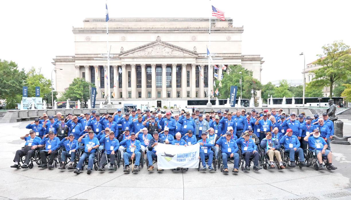 Midwest Honor Flight Mission 21, pictured above, held on September 25, 2024, was Paula Sundquist’s first mission as a community guardian. (Photo taken from Midwest Honor Flight Website)