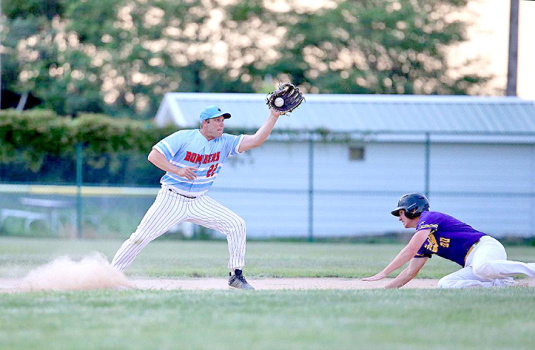 Burke Bombers’ Dan Jons records an out during a Pony Hills League game with Plankinton on Thursday, July 10, 2025, in Burke. (Photo by Rodney Haas / 605 Sports)