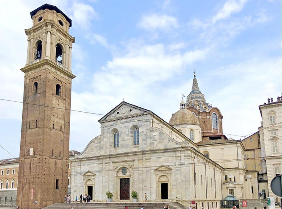Turin Cathedral, or Cathedral of St. John the Baptist (Duomo di Torino), is a Roman Catholic cathedral in Turin. It is the seat of the Archbishops of Turin. It was built during 1491–1498, adjacent to a bell tower which had been built in 1470. The Chapel of the Holy Shroud (the current location of the Shroud of Turin) was added to the structure in 1668–1694.