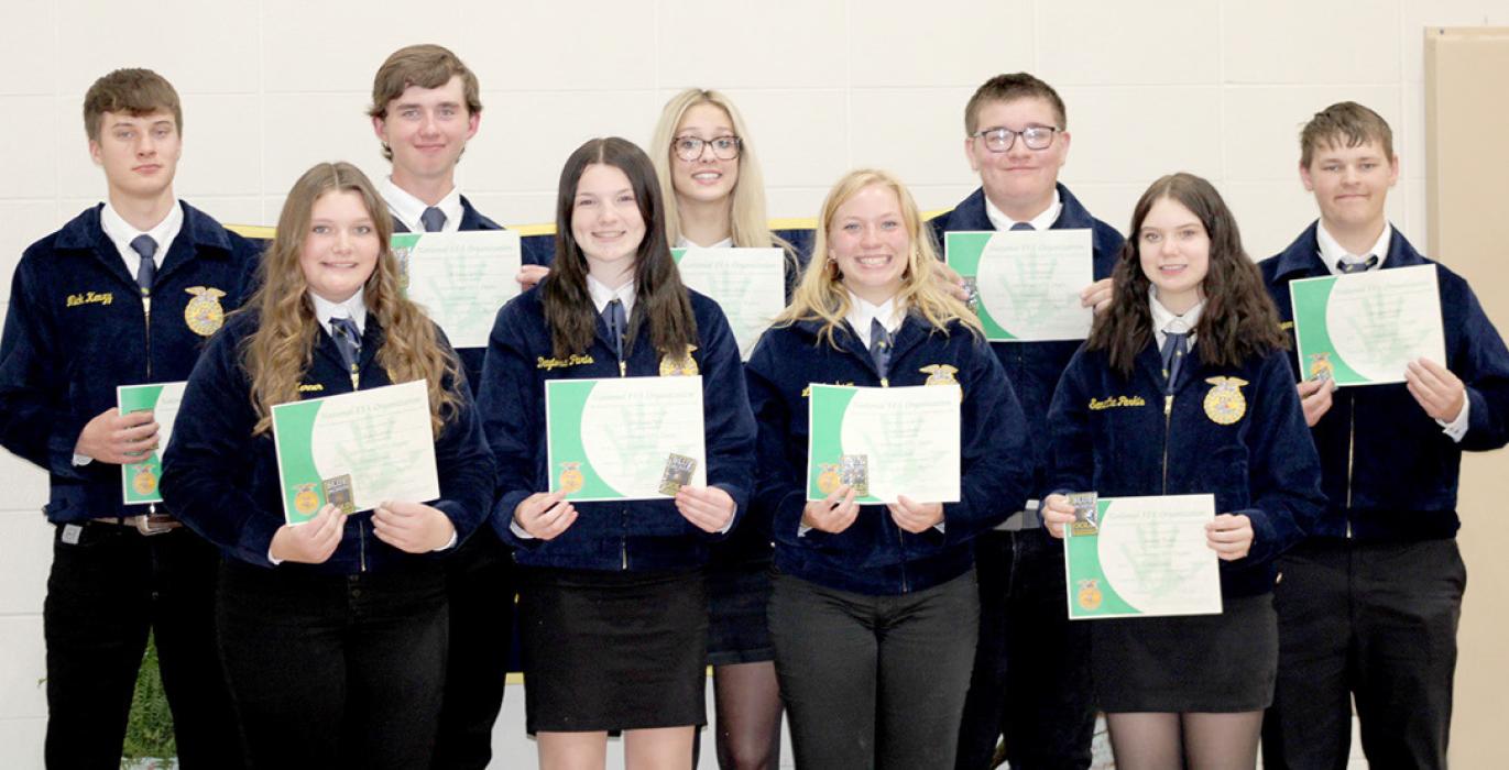 Greenhand Degree recipients were presented with certificates.