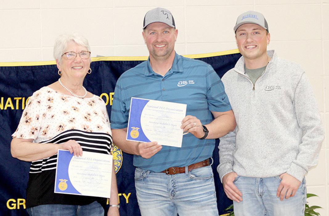 Honorary Member Degrees were presented to Sue Chytka as a Community Member and to Anthony Mayer and Kurt Braun representing CHS as local business members.