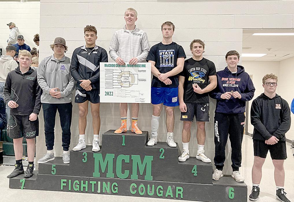 Gunnar Stephens placed third at the MCM Invitational in Salem on Saturday. With only five varsity wrestlers, the Burke/Gregory Storm still managed a tenth-place finish with all five wrestlers finishing in the top eight.