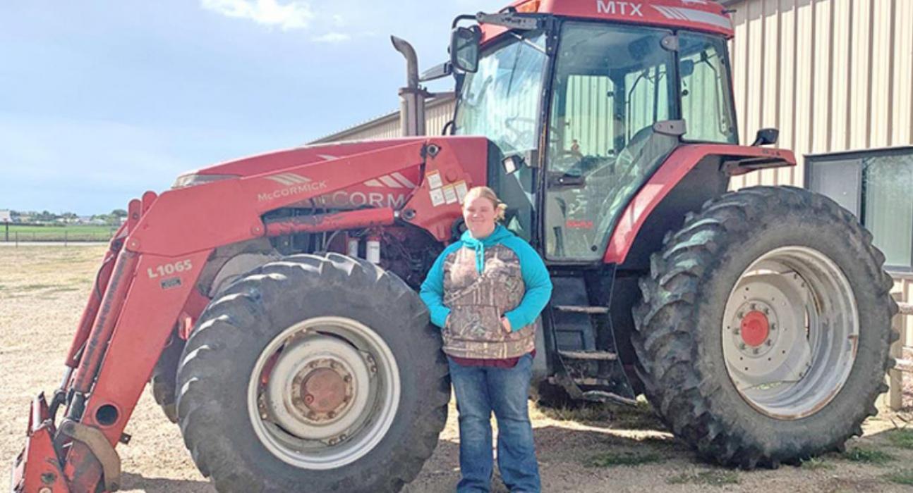 Dori Bruns drove her tractor to school in Gregory.