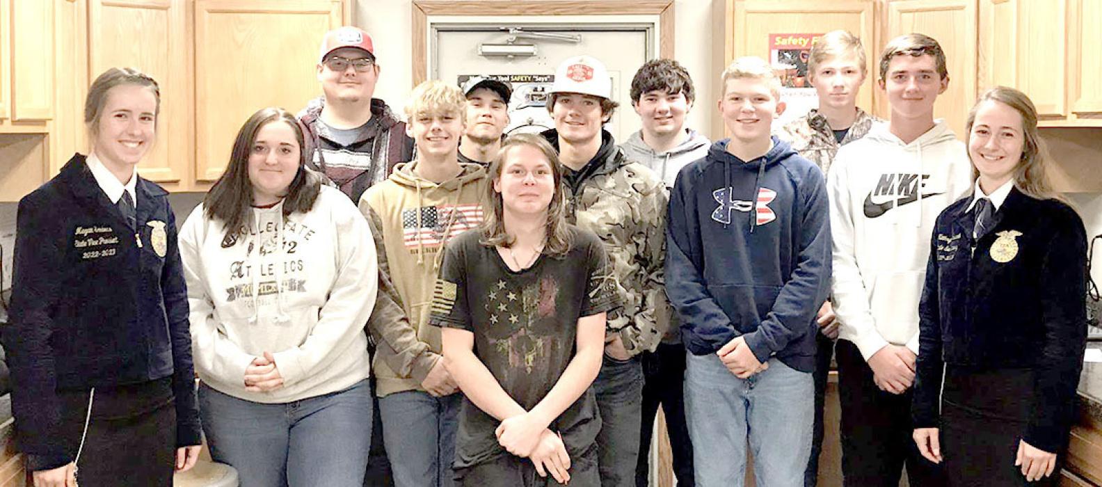 State FFA officers Megan Sanders and Kathryn Rausch met with Gregory County FFA members and ag students to talk about FFA and present workshops. (Submitted photo)